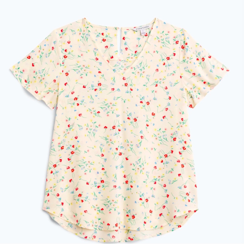 41 Hawthorne Lightweight. Flutter sleeve v-neck blouse.    2/$20